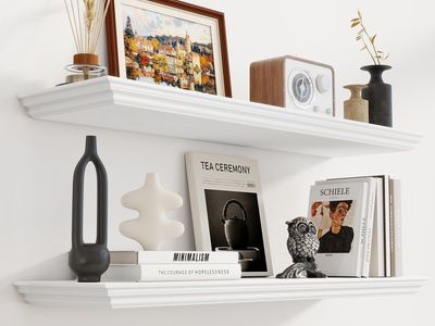 New Floating Shelves 36 Inch Long, 9.3 Inch Deep Classic Crown Molding Floating Shelves for Wall