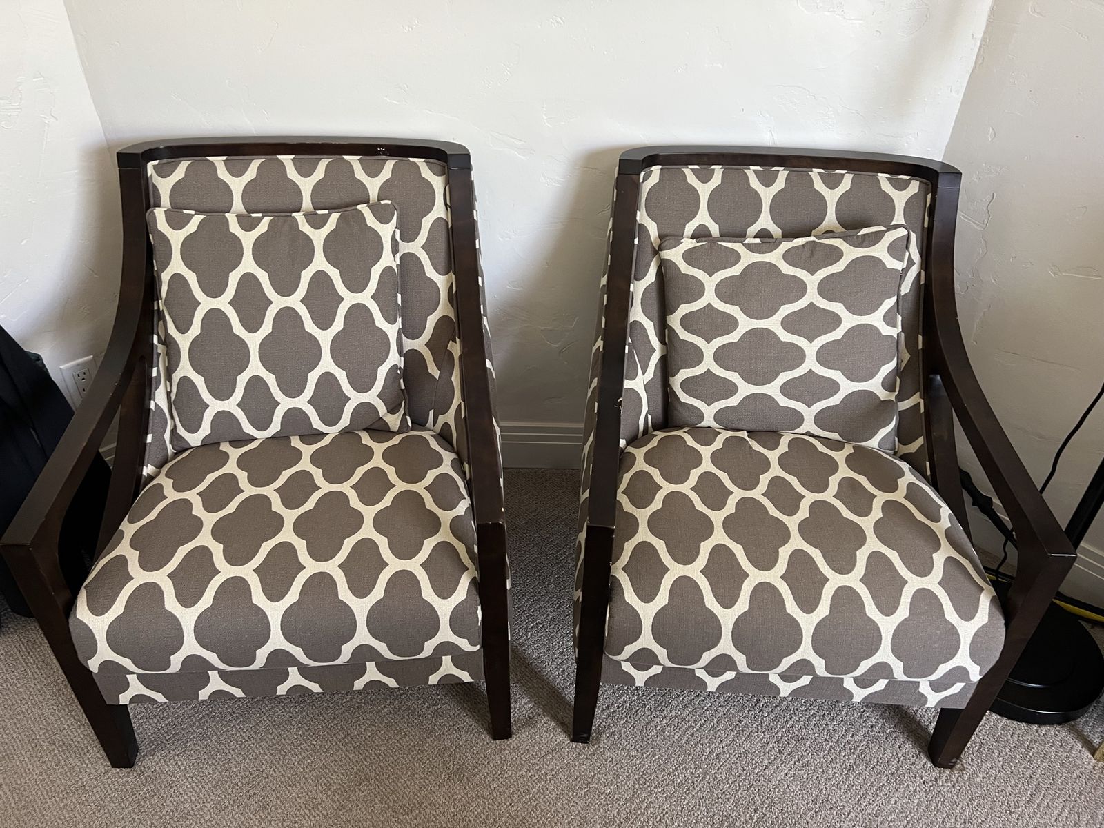Pair of Geometric Pattern Armchairs