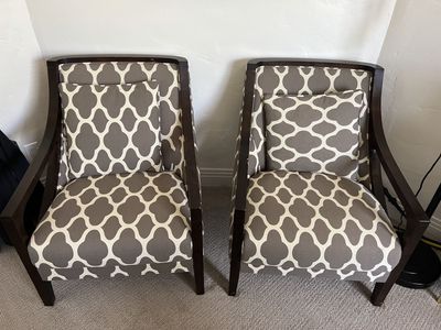 Pair of Geometric Pattern Armchairs