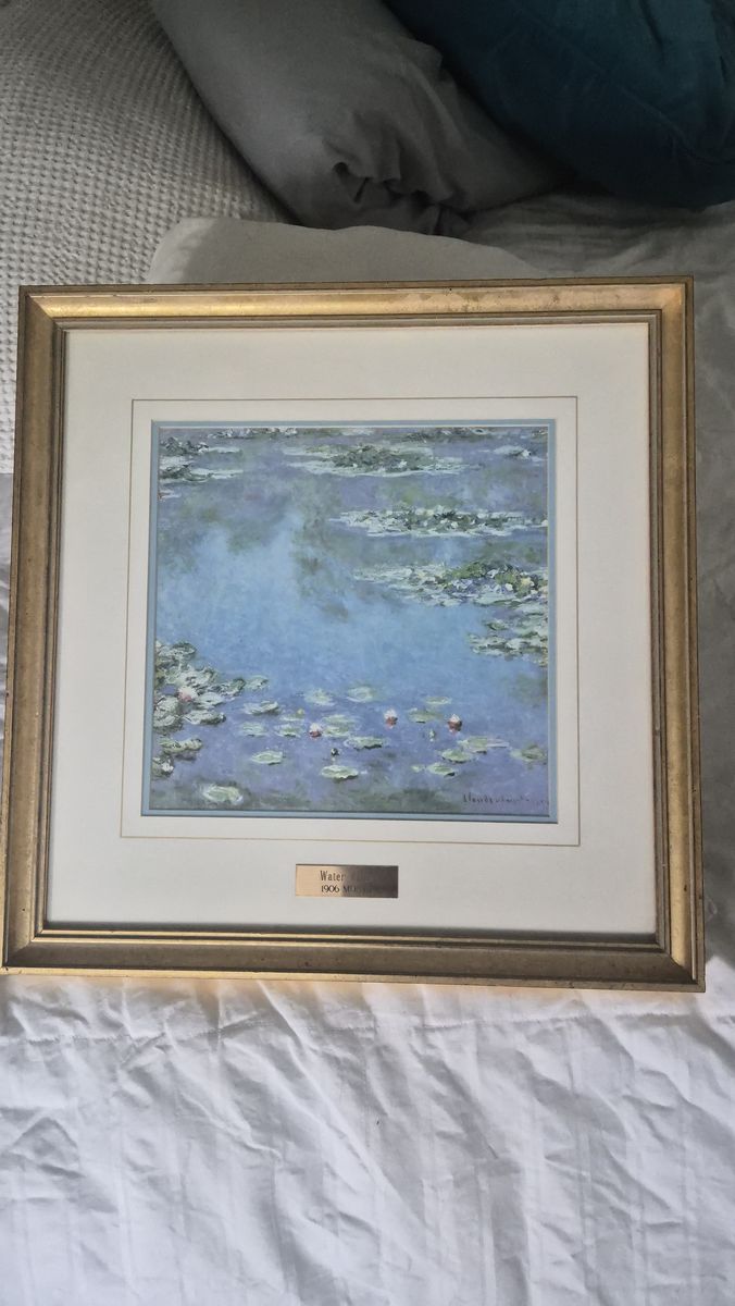 Claude Monet's Urban  Water Lilies Print, Gold Frame, Matted Art