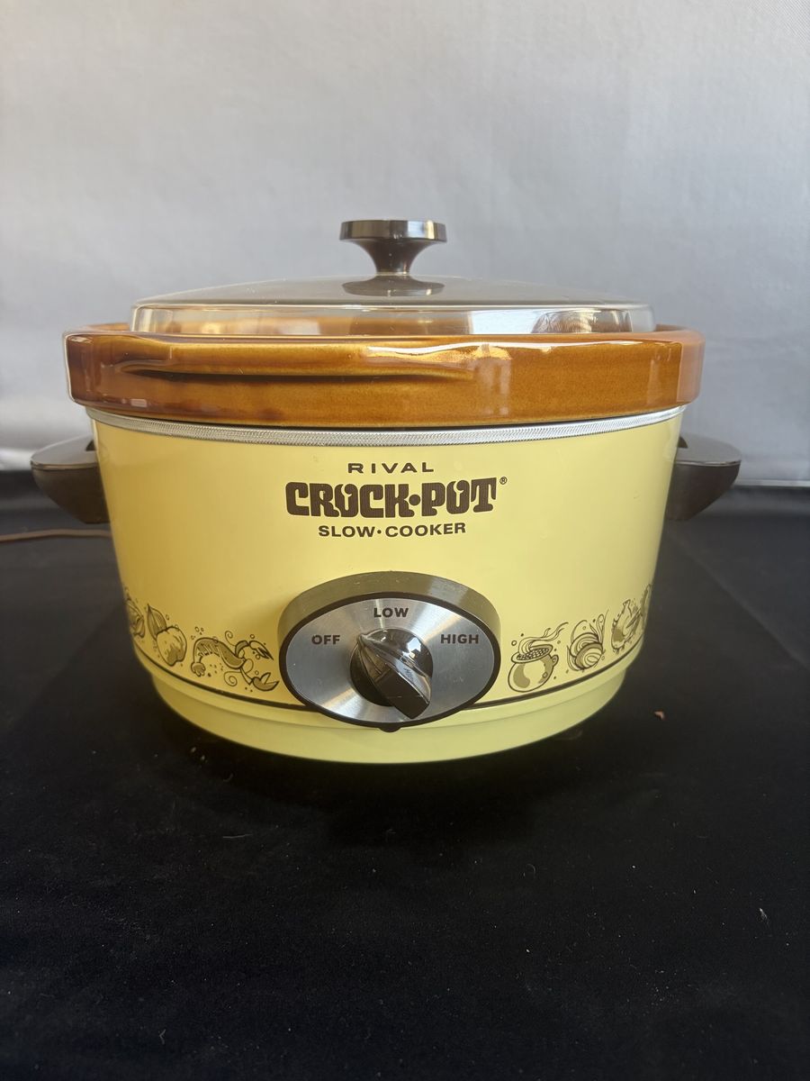 Vintage Rival Crock-Pot Slow Cooker Harvest Yellow Stone Insert & Lid