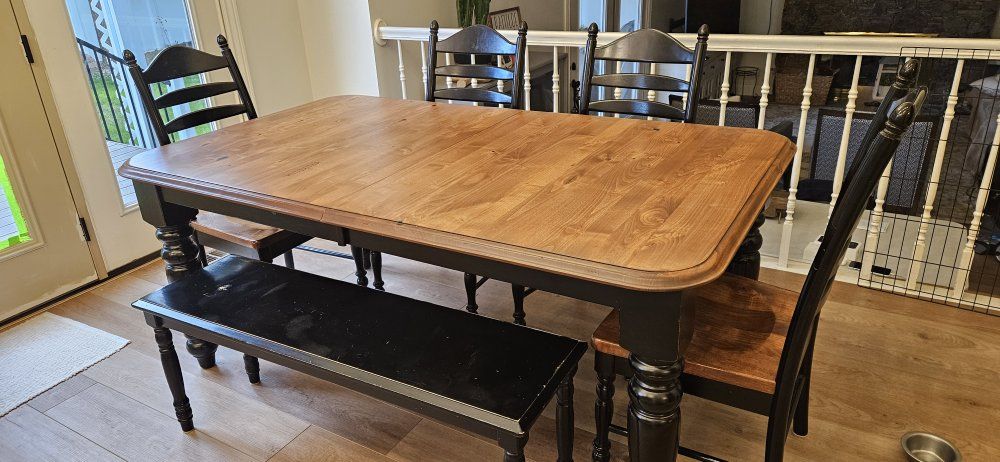 Solid wood dining table farmhouse