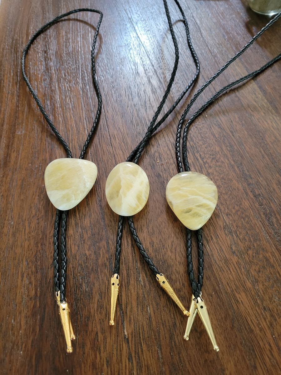 Honeycomb Calcite Bolo Tie Utah State Stone