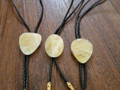 Honeycomb Calcite Bolo Tie Utah State Stone