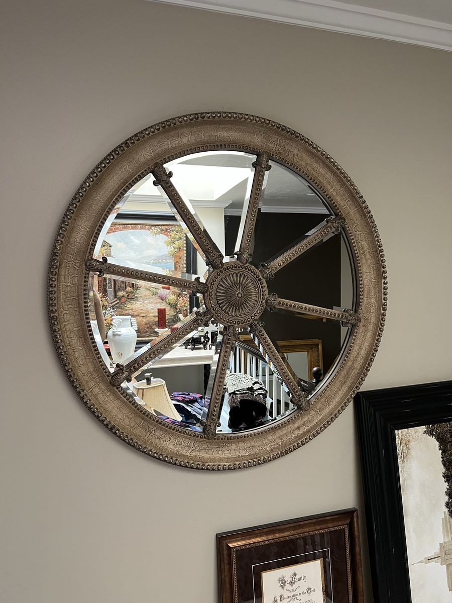 Ornate Round Wall Mirror 42” Diameter