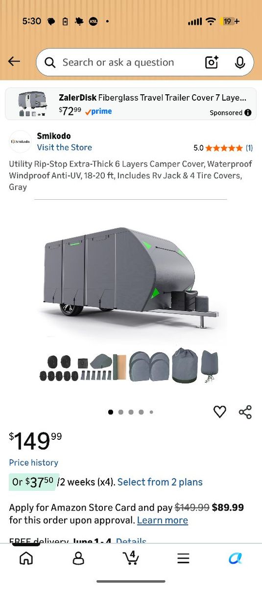 Fits 18' - 20' RV cover