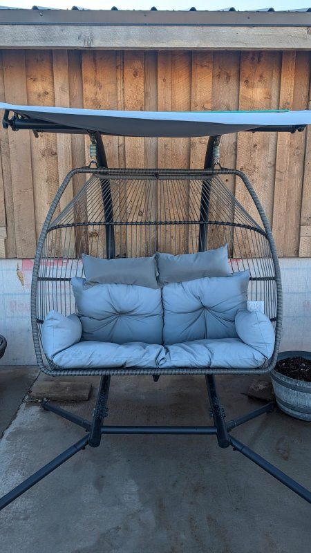 Backyard Expressions Deluxe Double Wicker Swing