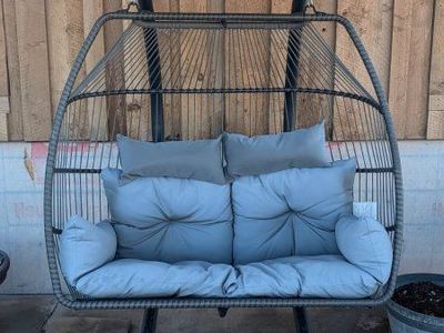 Backyard Expressions Deluxe Double Wicker Swing