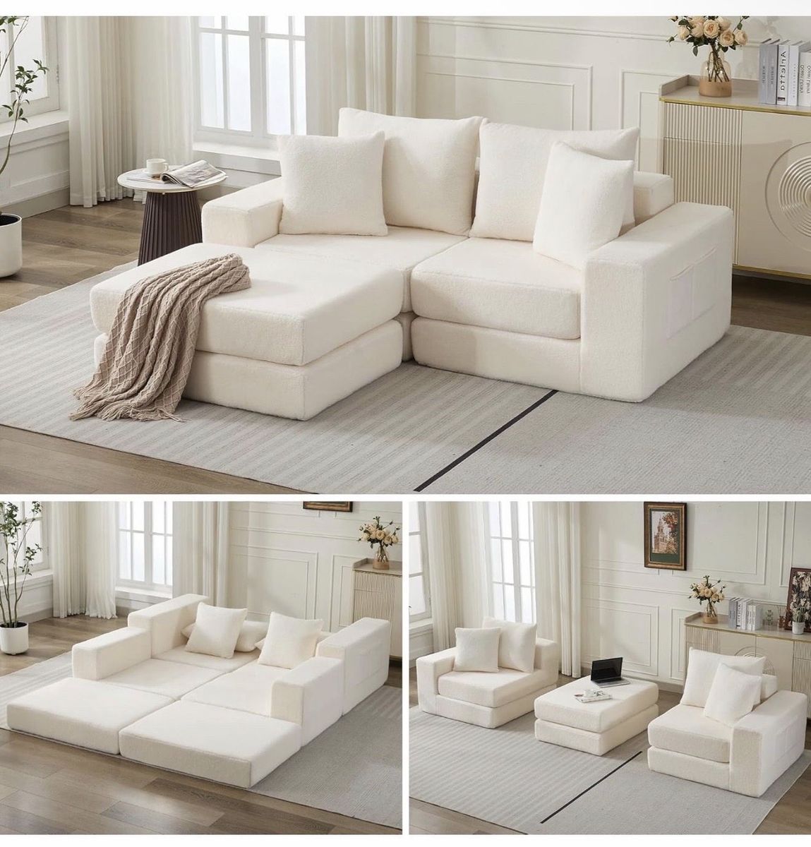 Korser Modular Sectional Couch with L-Shape Chaise, Modern Boneless Loveseat Cloud Couch