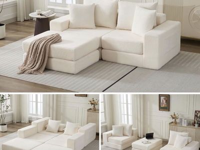 Korser Modular Sectional Couch with L-Shape Chaise, Modern Boneless Loveseat Cloud Couch