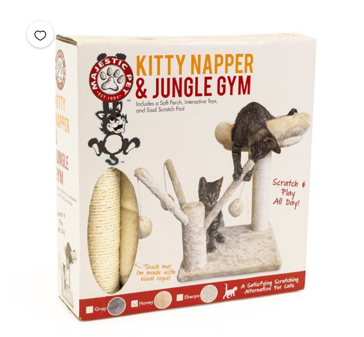 Majestic Pet Kitty Napper & Jungle Gym Cat Tree Scratching Post - Honey Sherpa