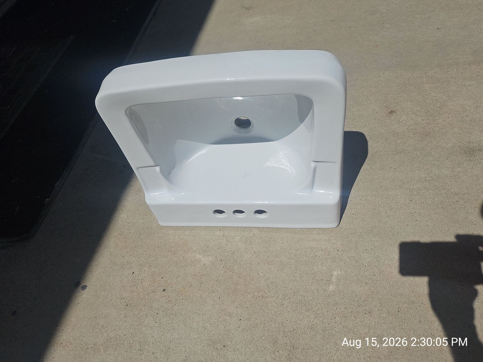 White Ceramic Wall-Mount Bathroom Sink Basin