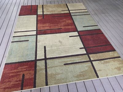Geometric Area Rug AND Runner - Modern Abstract Block Design