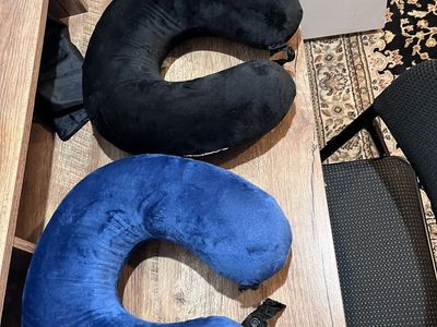 Travel Neck Pillow Lot - 2 Blue, 1 Black - Soft U-Shape for Support on the Go