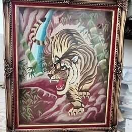 Needlepoint Tapestry Tiger from Taiwan