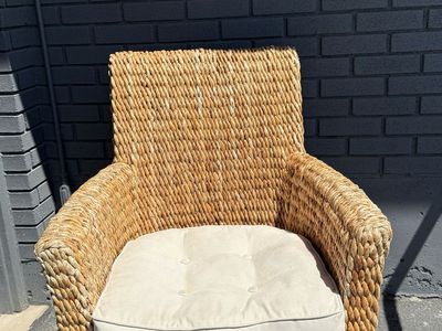 Woven Rattan / Seagrass Accent Chair with Cushion
