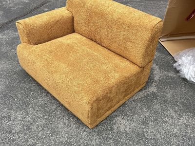 Vintage Textured Mustard Yellow Single Arm Accent Chair