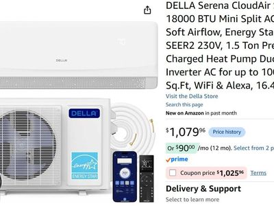 Brand New Della Mini Split 22 SEER2 AC 1.5 ton cools 1000 sqft