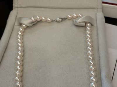 Shane Co. Pearl Necklace and Bracelet Set with White Gold Clasps