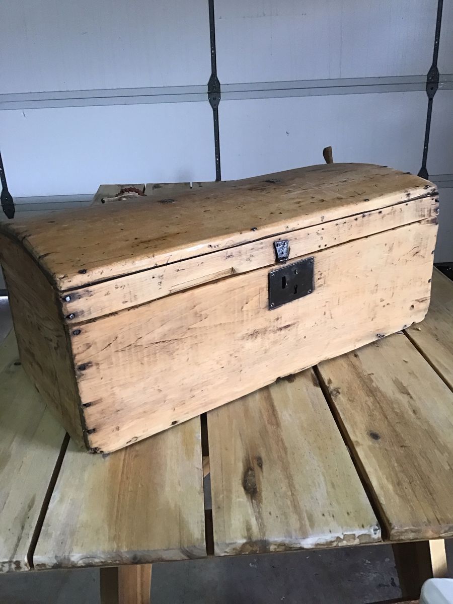 Antique wood trunk medium sized