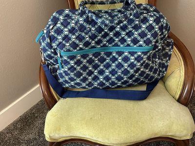 Vera Bradley Quilted Diaper Bag - Blue Pattern, Gently Used