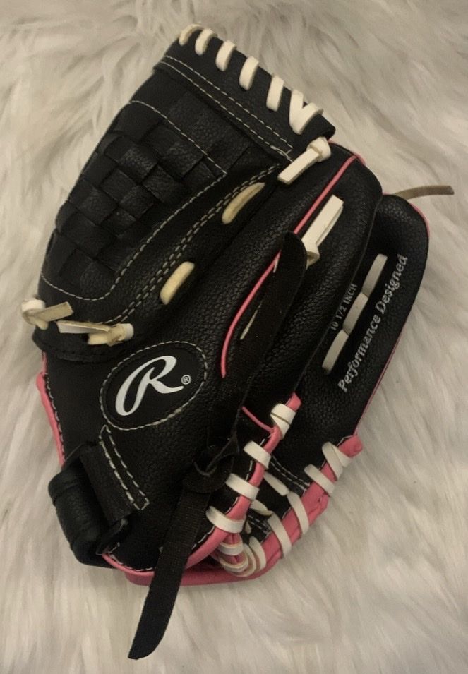 Rawlings 10 1/2 Inch Youth Baseball Softball Glove Black Pink