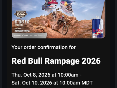 2026 Redbull Rampage 2 day GA+premium parking
