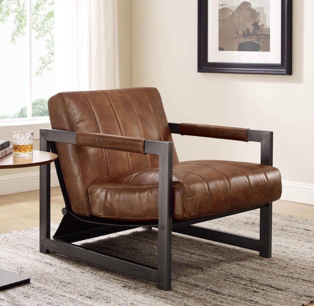 Art Leon Leather Lounge Arm Chair (NIB)