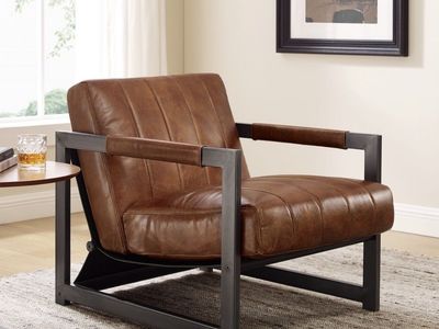 Art Leon Leather Lounge Arm Chair (NIB)
