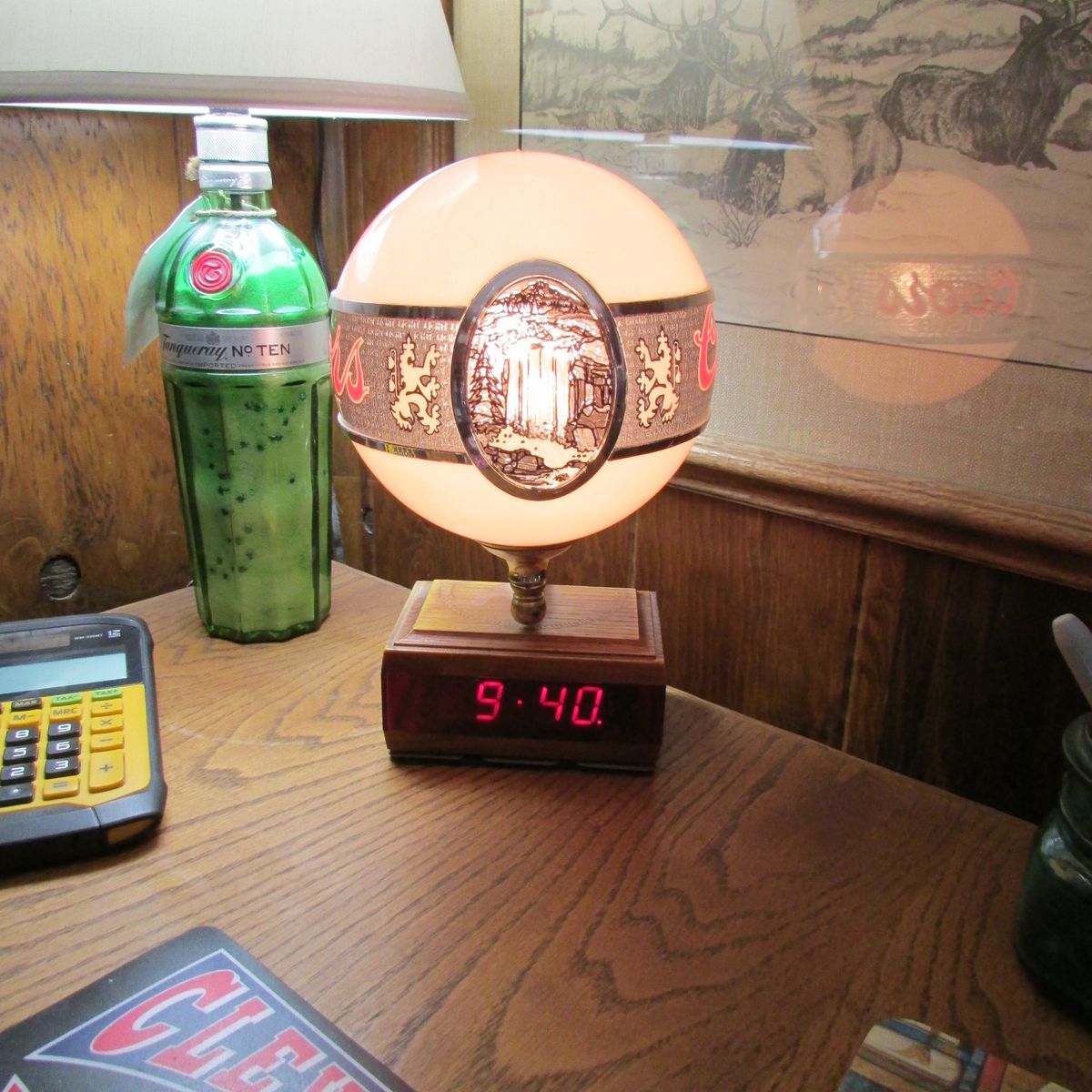 Coors Light Waterfall Globe Bar Light w/ Digital Clock - Vintage Beer Advertising Lamp