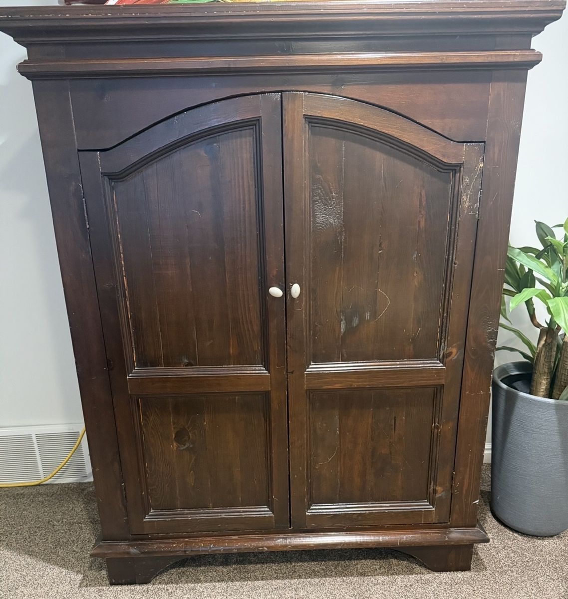 Dark Wood Cabinet with Arched Doors - Storage & Home Decor