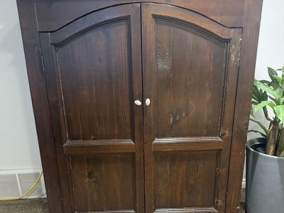 Dark Wood Cabinet with Arched Doors - Storage & Home Decor