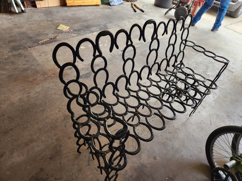 Handmade Horseshoe Bench - Unique Rustic Metal Art Furniture