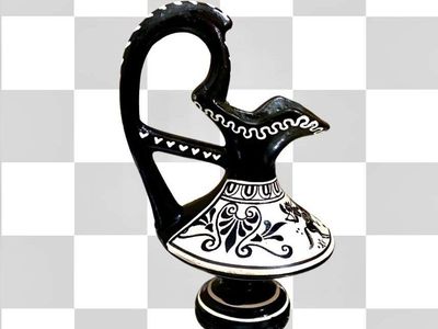 VERY RARE - GREEK VASE Warriors Fighting 600 B.C - By D. Vassilopoulos - Similar @ $151 - C PICS