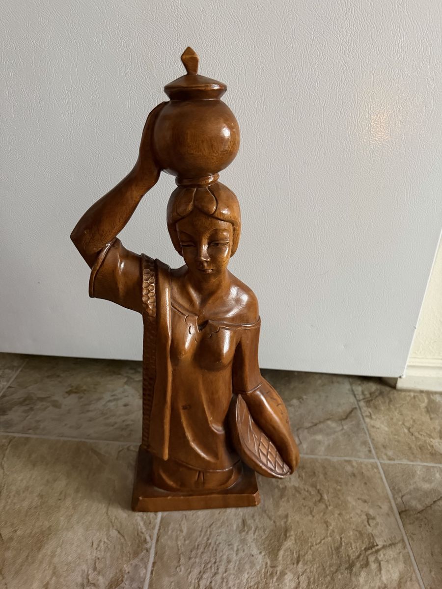 Hand-Carved Wooden Sculpture – Signed by Artist
