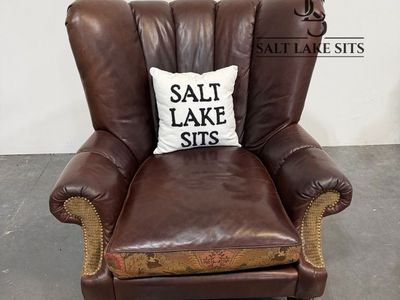 Leather & Fabric Wingback Chair