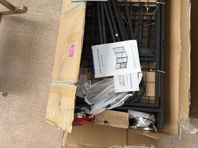 Large Outdoor Metal Dog Kennel Enclosure with Roof and Bowls - Unassembled