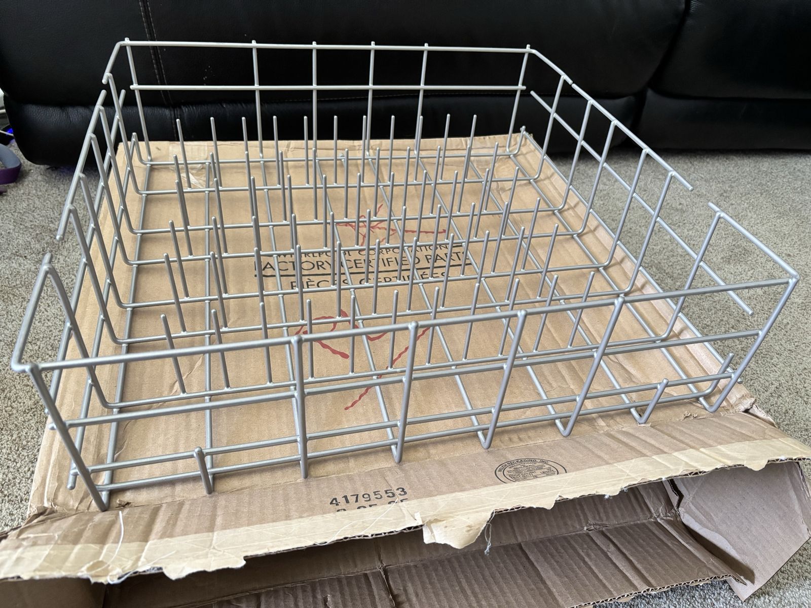 New OEM Whirlpool Dishwasher Lower Dishrack Basket W10161215 Gray Genuine 21x21