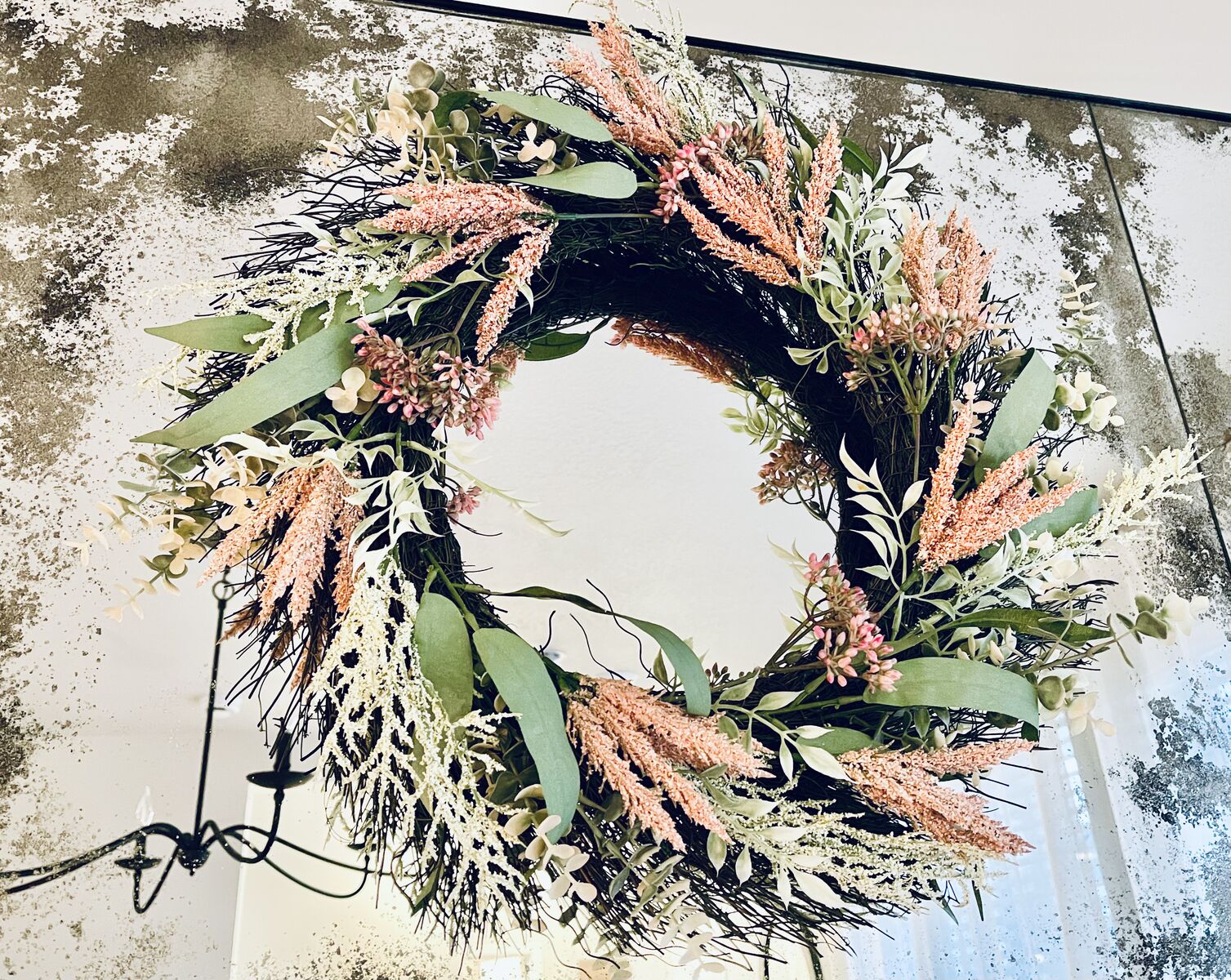 Brand New,  Pier 1 Spring Floral Wreath- beautiful quality! $25
