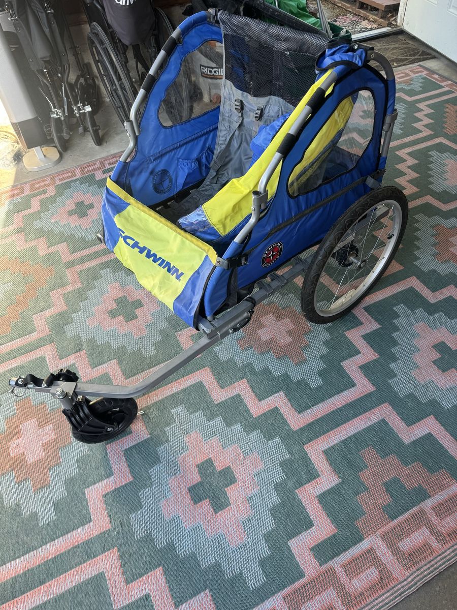 Schwinn Double Seat Bike Trailer Blue Yellow