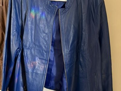Dark Blue Leather Coat
