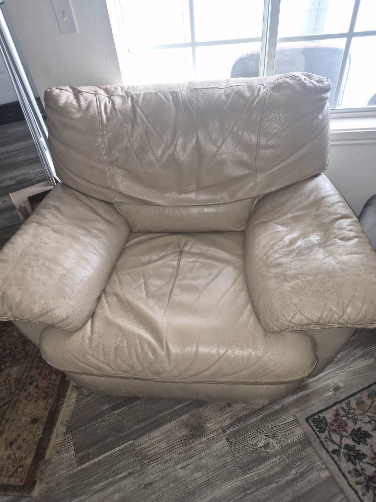 *FREE*  Used XL Beige Leather Armchair