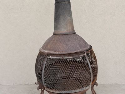 Large Rustic Metal Chiminea Outdoor Fireplace – 56” Tall