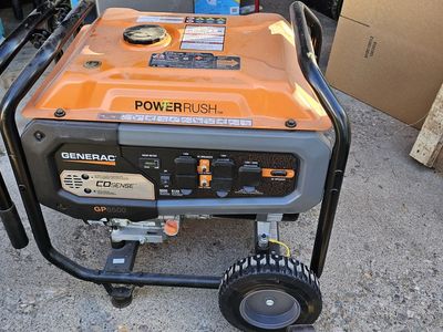Generac GP6500 6500W Portable Generator PowerRush CO-Sense Low Hours