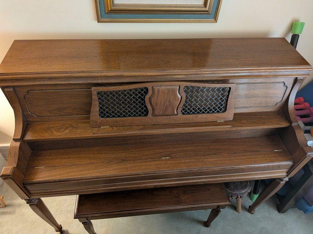 Sohmer & Co. Vintage Upright Console Piano with Matching Bench - Dark Wood Finish