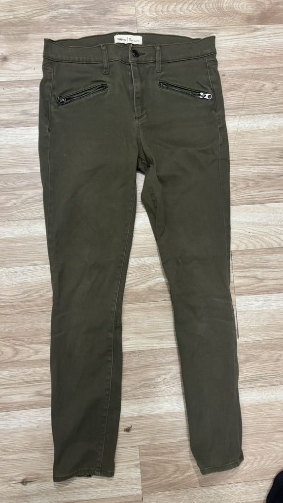 Gap 1969True Skinny Olive Green Zipper Pants
