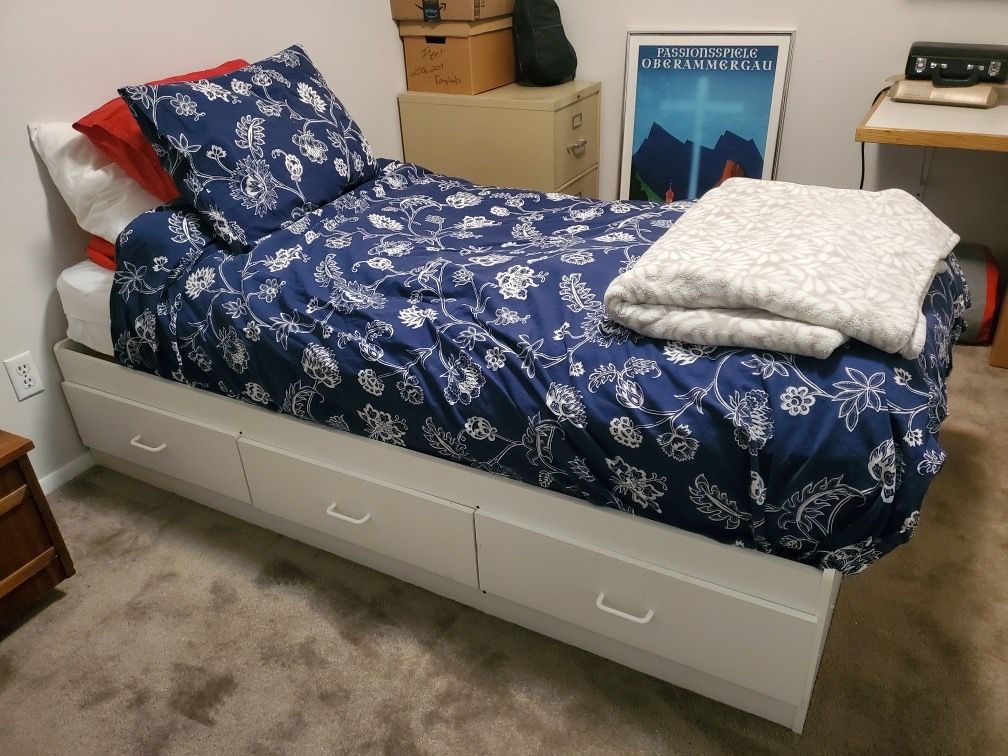 bedframe and drawer combo