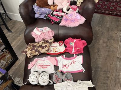 Build-A-Bear Plush Bears Lot with Clothes, Shoes, and Accessories