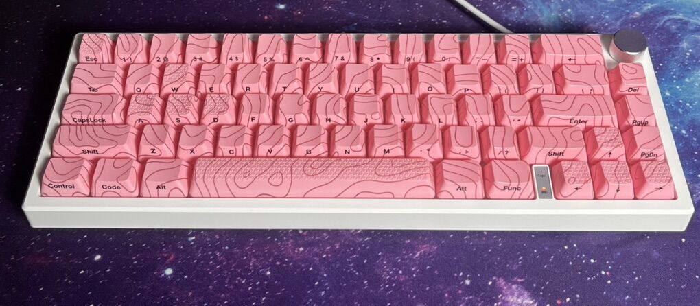 Custom Mechanical Keyboard With Pink Swiggle Style