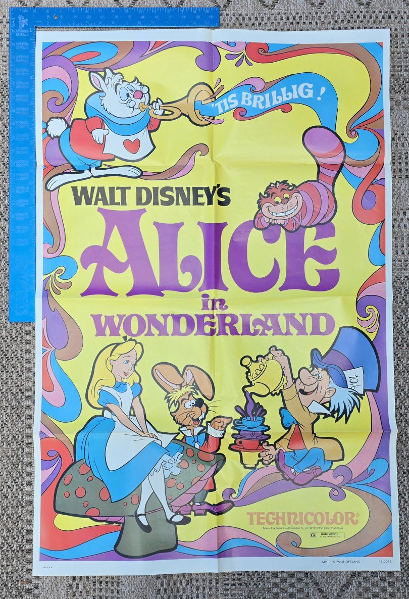 Walt Disney's Alice in Wonderland 1974 Technicolor Movie Poster R81/95